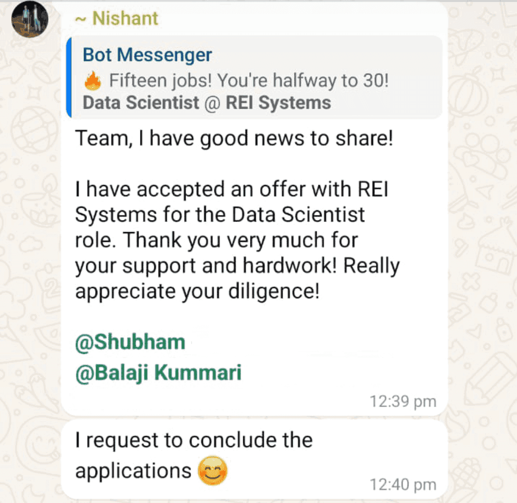 WhatsApp testimonial