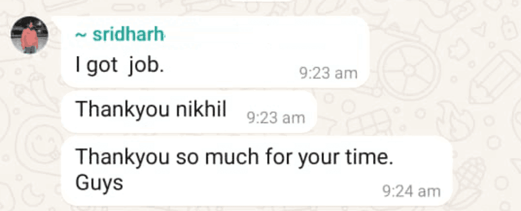 WhatsApp testimonial