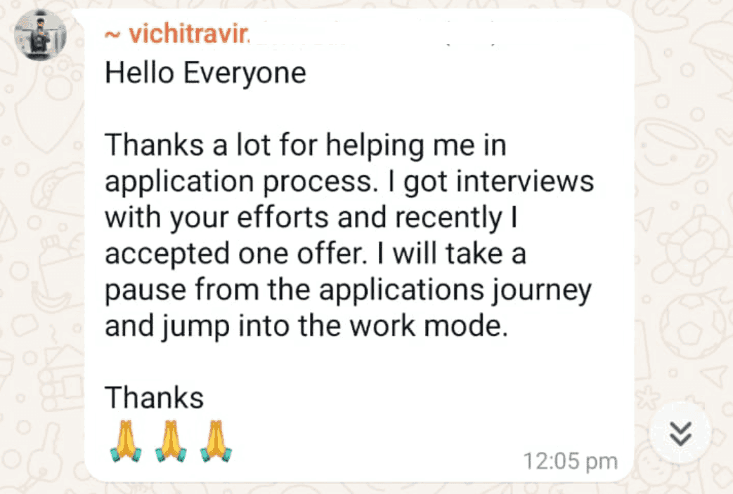 WhatsApp testimonial