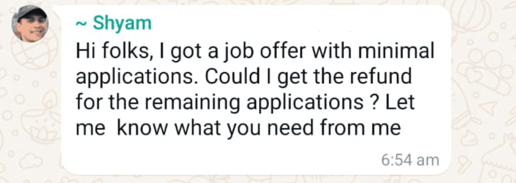 WhatsApp testimonial