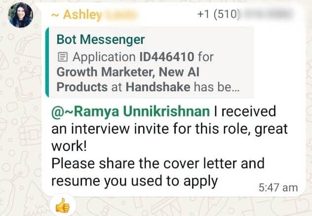 WhatsApp testimonial