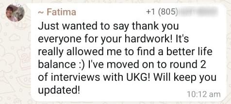 WhatsApp testimonial