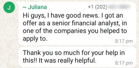 WhatsApp testimonial