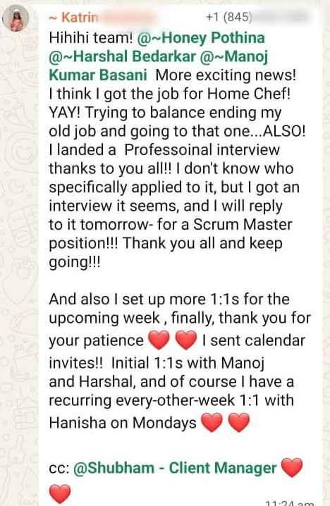 WhatsApp testimonial