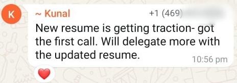 WhatsApp testimonial