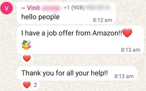 WhatsApp testimonial