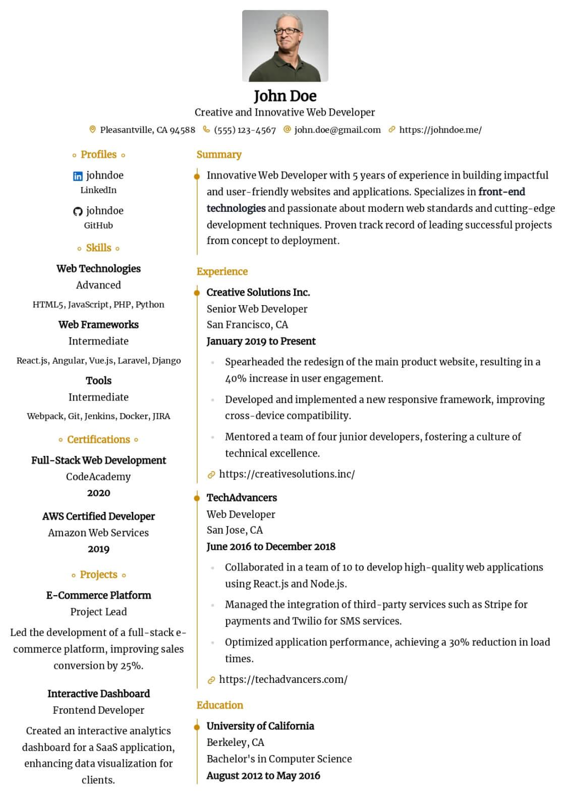 DevOps Engineer resume example preview