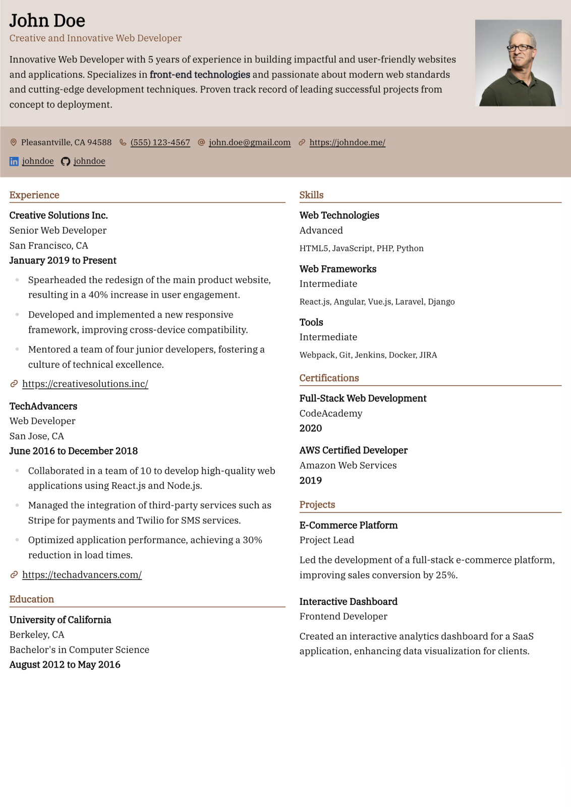 Leafish resume template