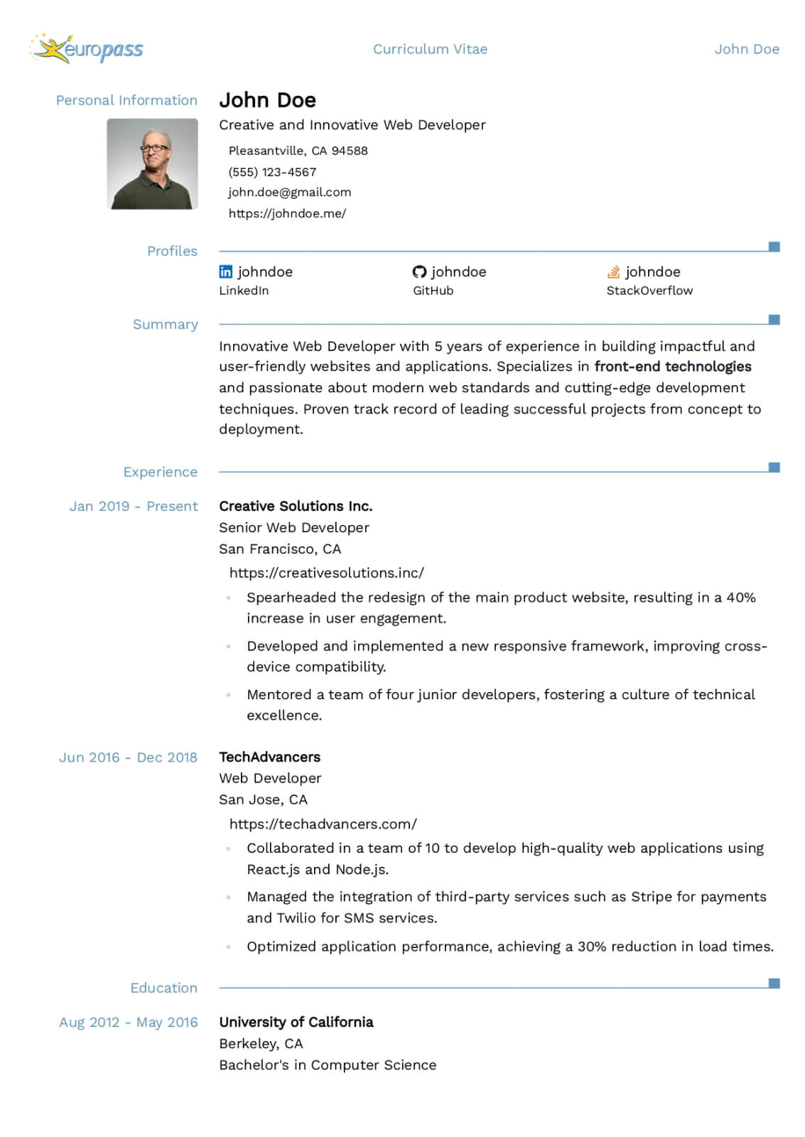 Nosepass resume template