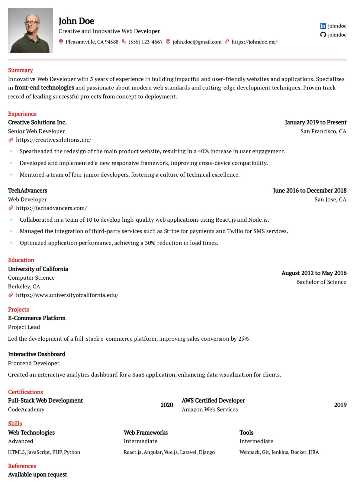 Onyx resume template